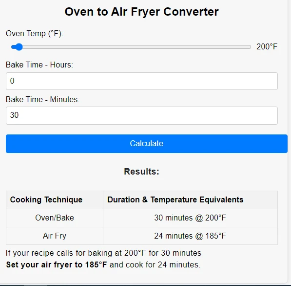 Air Fryer Calculator